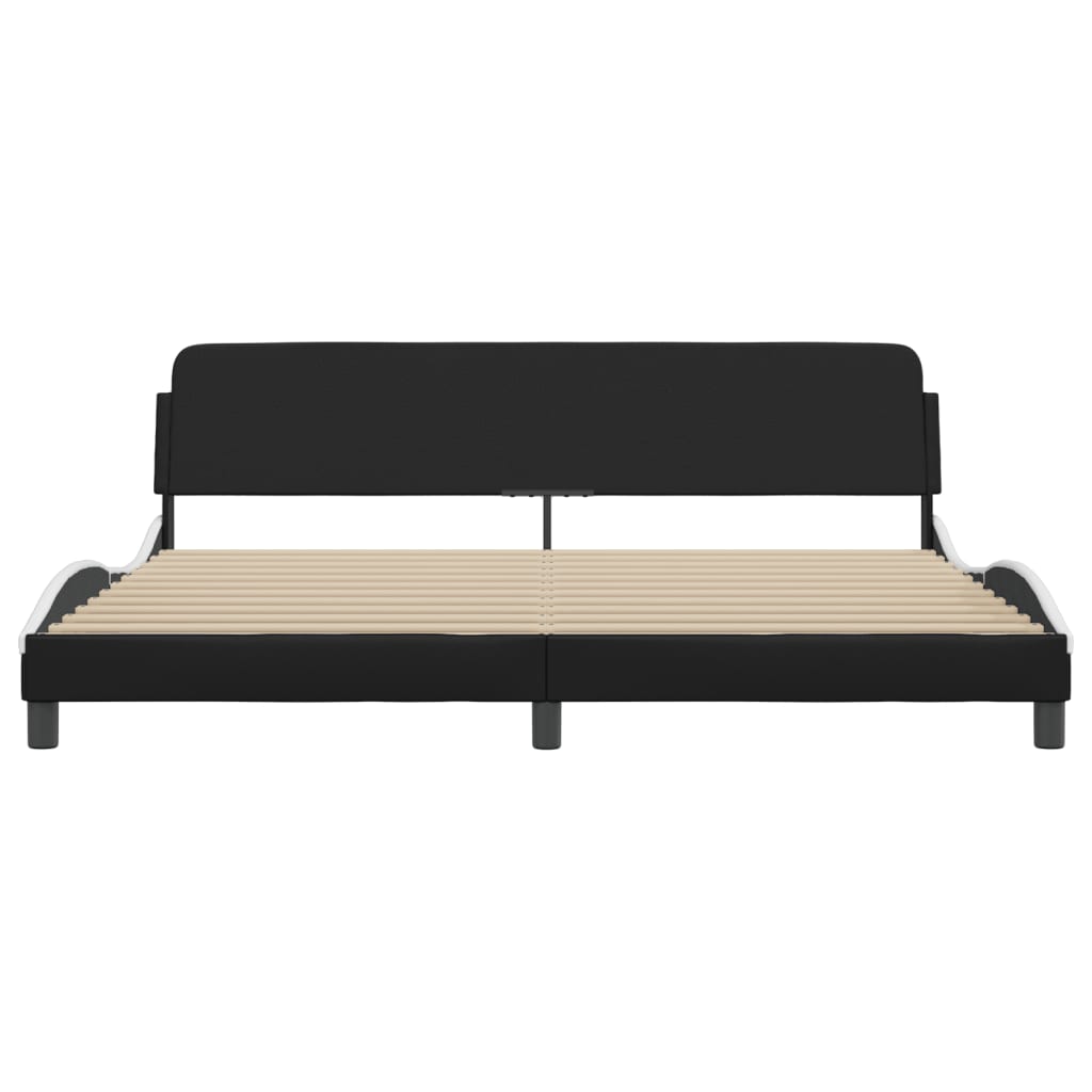 vidaXL Cama sin colchón cuero sintético negro blanco 200x200 cm