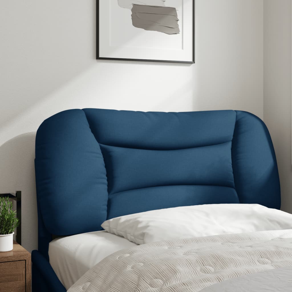 vidaXL Cabecero de cama acolchado tela azul 90 cm