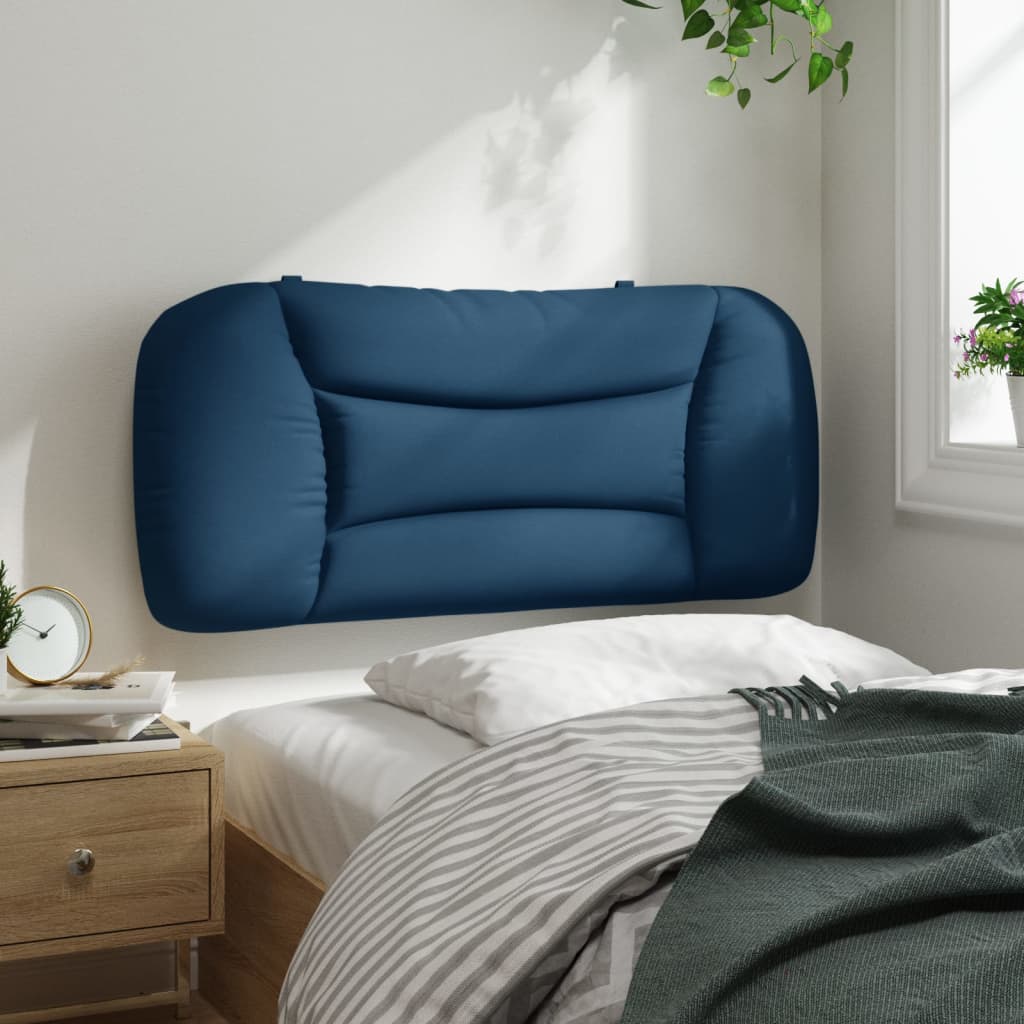 vidaXL Cabecero de cama acolchado tela azul 90 cm