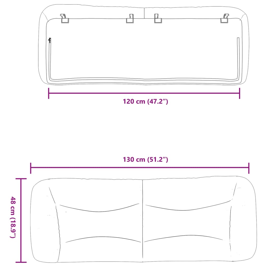 vidaXL Cabecero de cama acolchado tela azul 120 cm