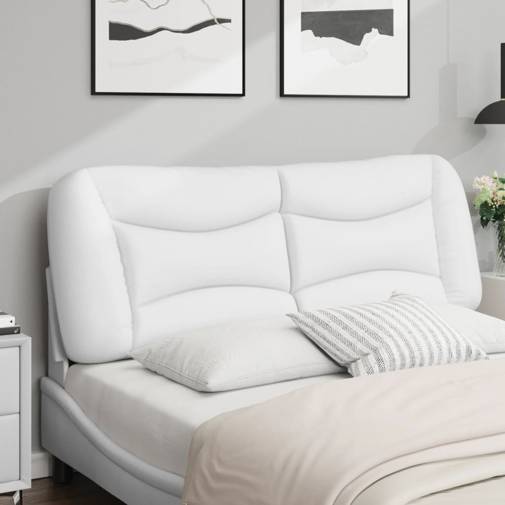 vidaXL Cabecero de cama acolchado cuero sintético blanco 120 cm