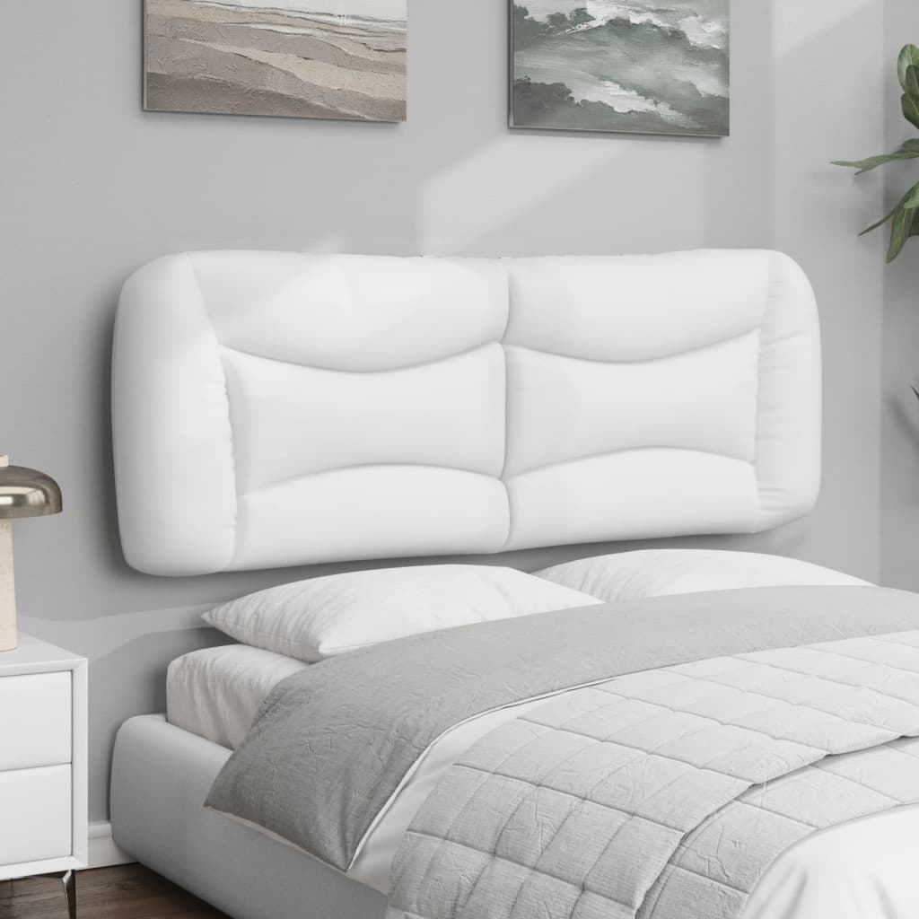 vidaXL Cabecero de cama acolchado cuero sintético blanco 120 cm