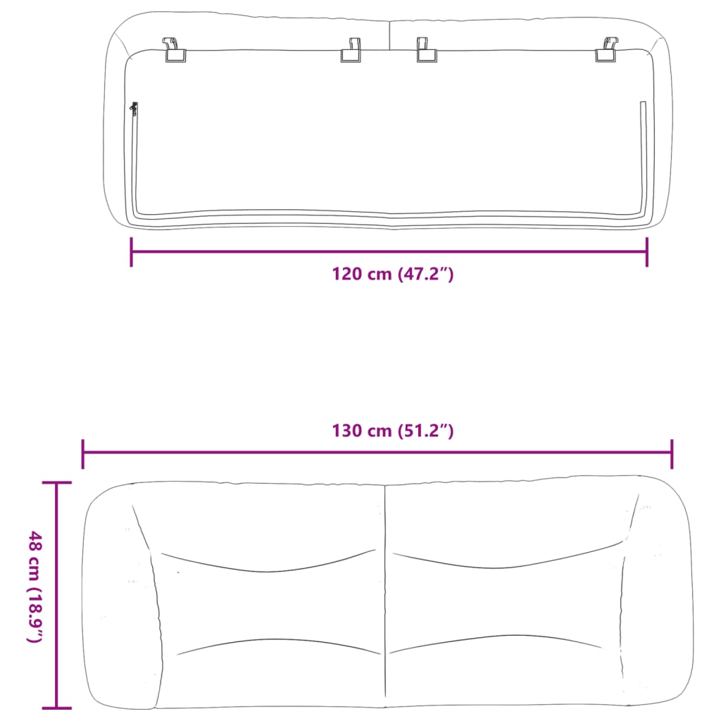 vidaXL Cabecero de cama acolchado cuero sintético blanco 120 cm