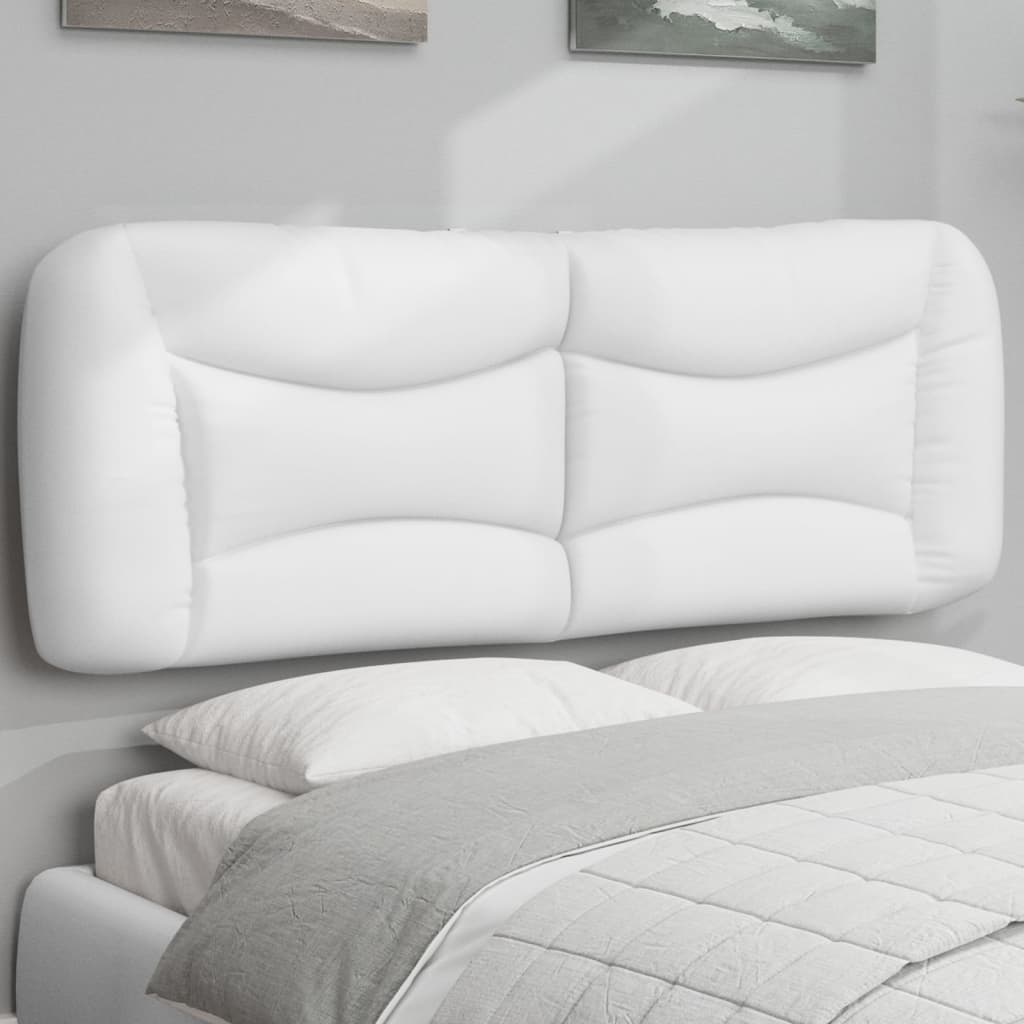 vidaXL Cabecero de cama acolchado cuero sintético blanco 120 cm