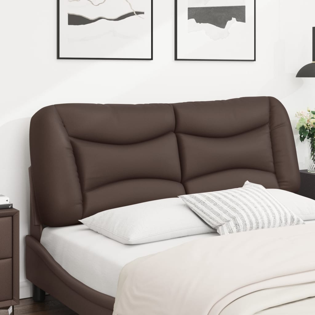 vidaXL Cabecero de cama acolchado cuero sintético marrón 140 cm