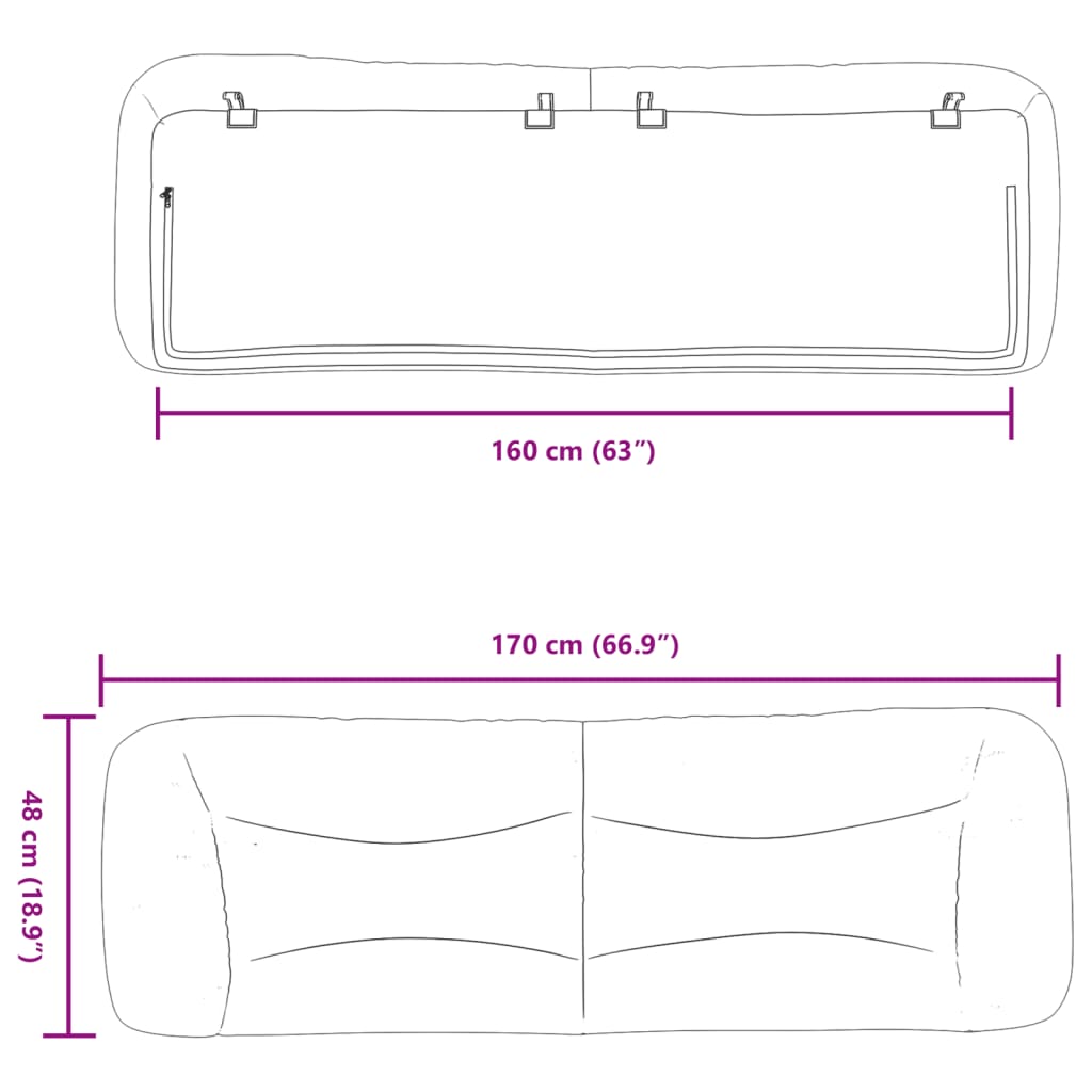 vidaXL Cabecero de cama acolchado tela marrón oscuro 160 cm