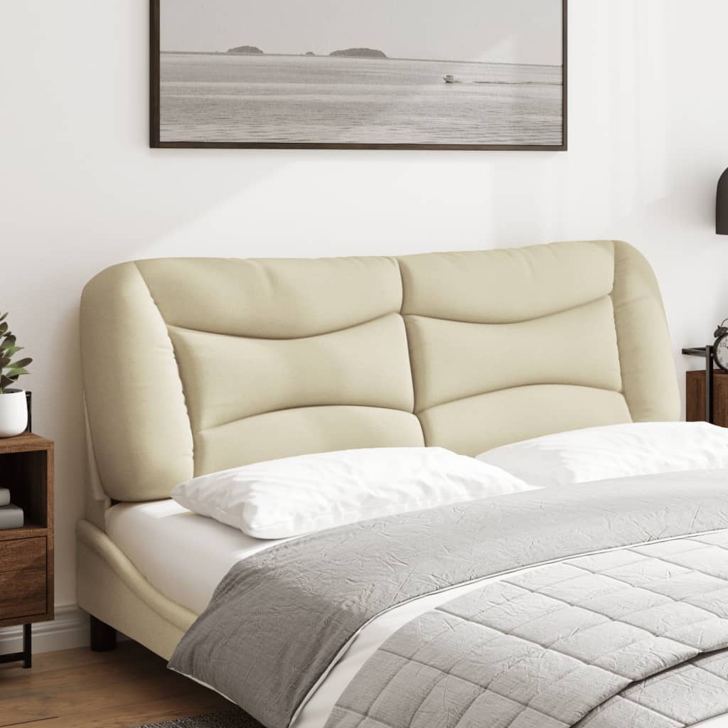 vidaXL Cabecero de cama acolchado tela crema 160 cm