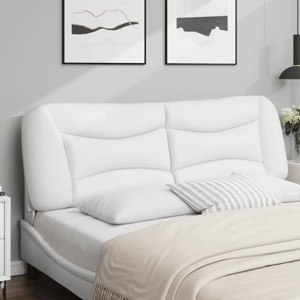 vidaXL Cabecero de cama acolchado cuero sintético blanco 160 cm