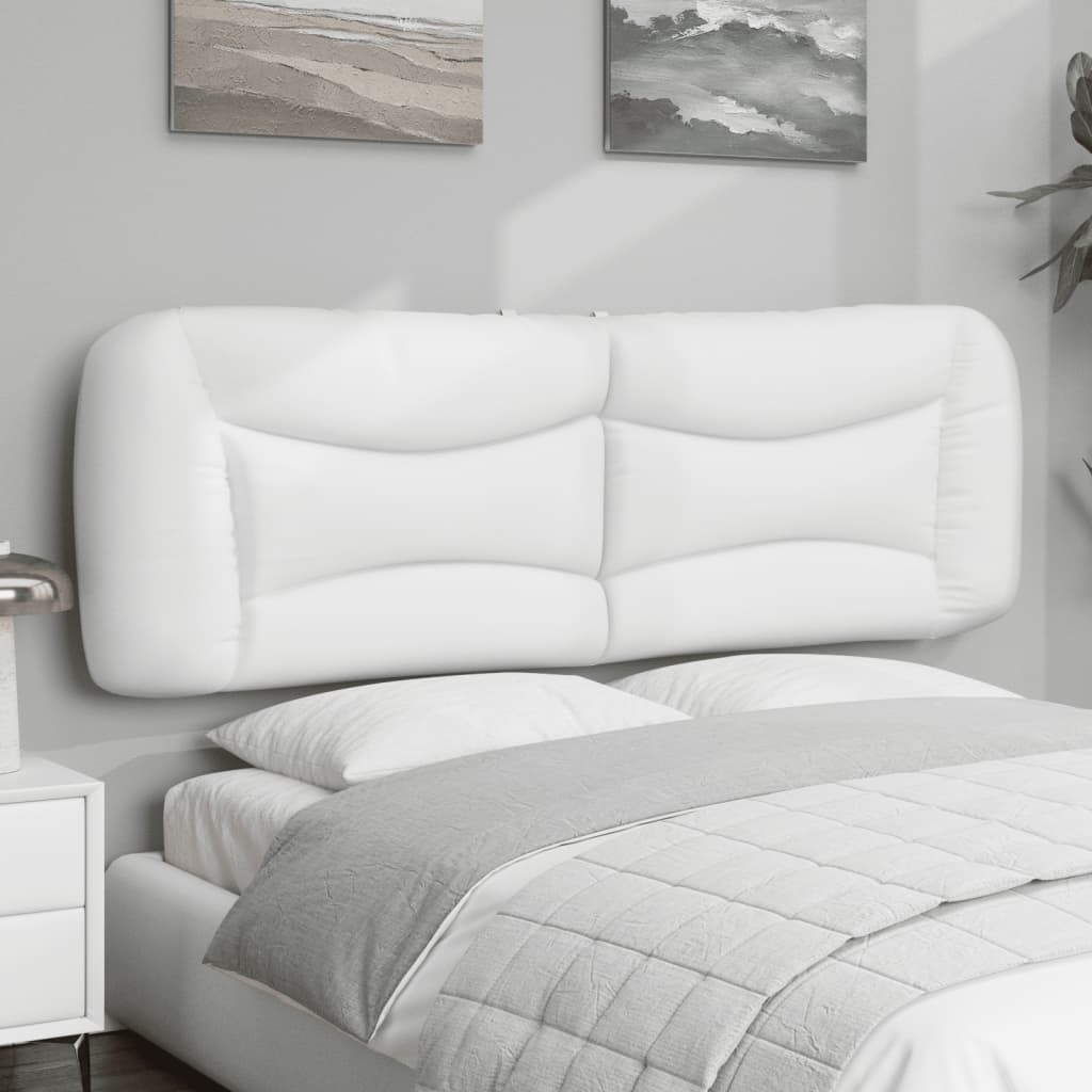 vidaXL Cabecero de cama acolchado cuero sintético blanco 160 cm