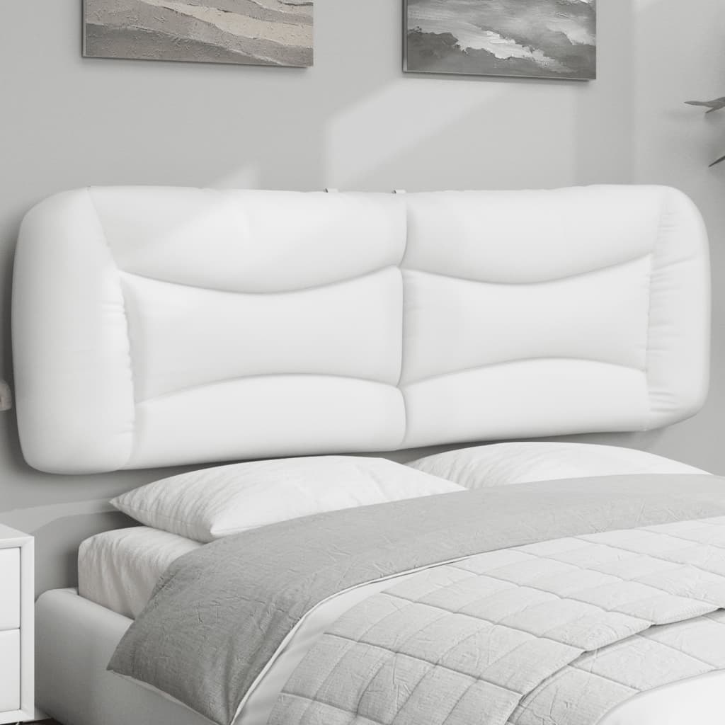 vidaXL Cabecero de cama acolchado cuero sintético blanco 160 cm