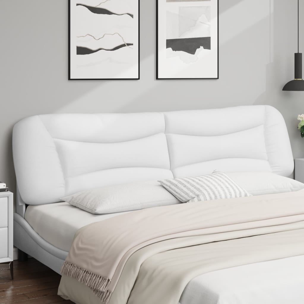 vidaXL Cabecero de cama acolchado cuero sintético blanco 200 cm