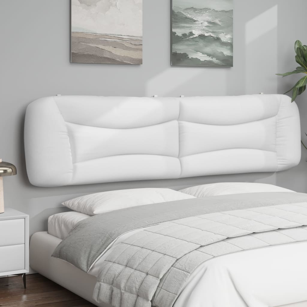 vidaXL Cabecero de cama acolchado cuero sintético blanco 200 cm