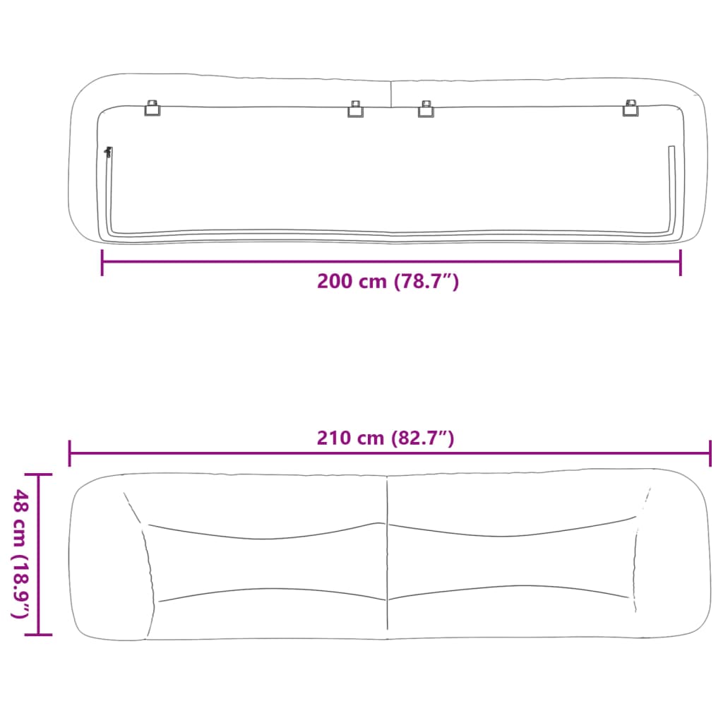 vidaXL Cabecero de cama acolchado cuero sintético blanco 200 cm