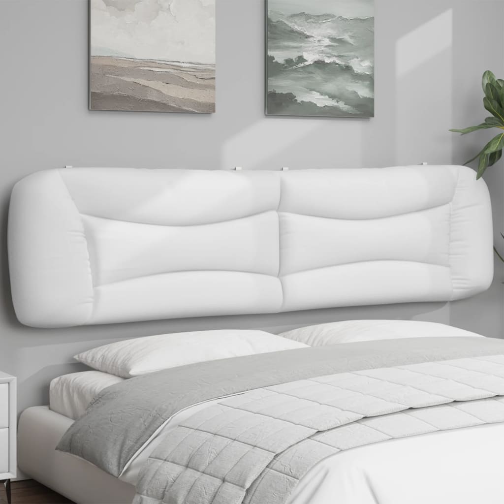 vidaXL Cabecero de cama acolchado cuero sintético blanco 200 cm