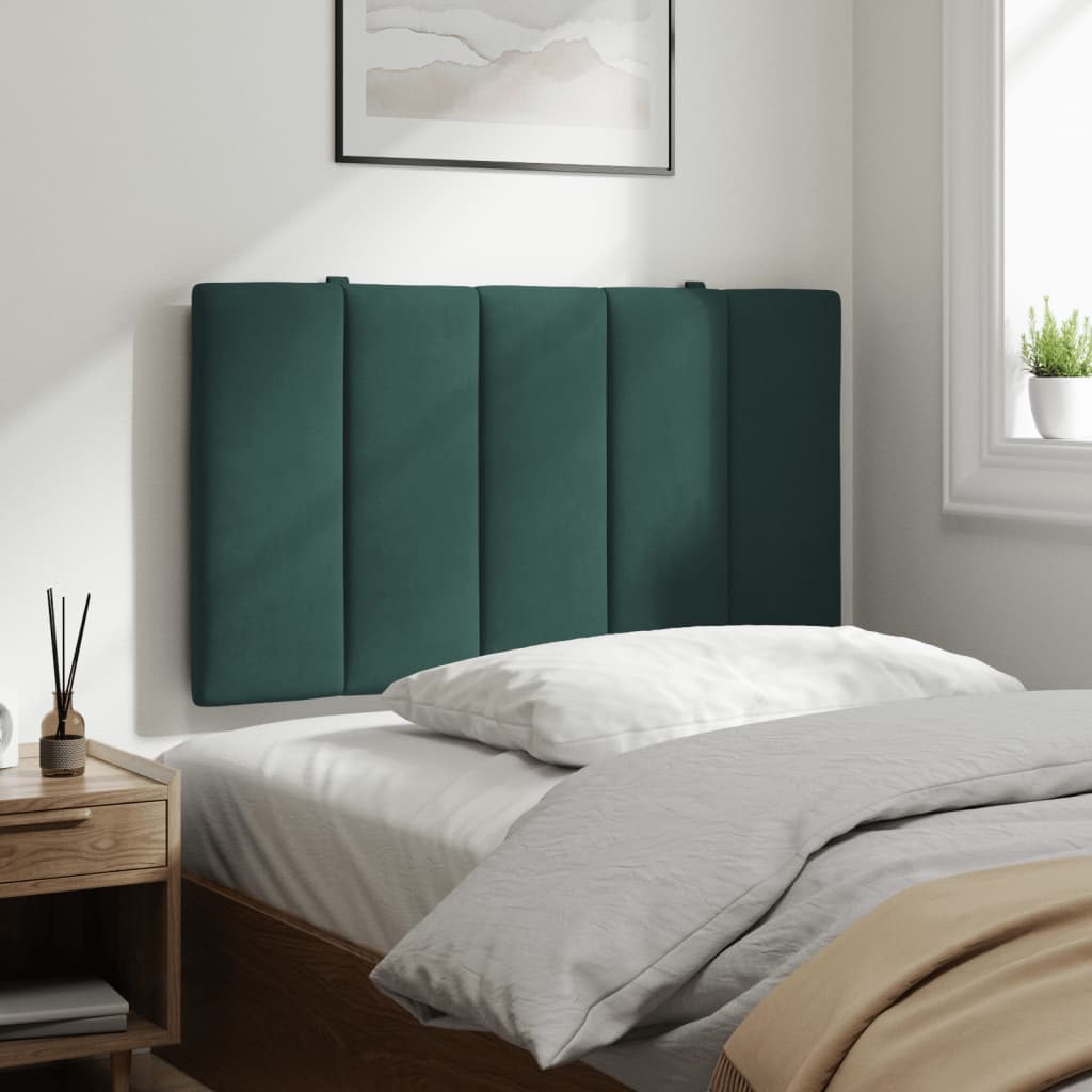 vidaXL Cabecero de cama acolchado terciopelo verde oscuro 80 cm