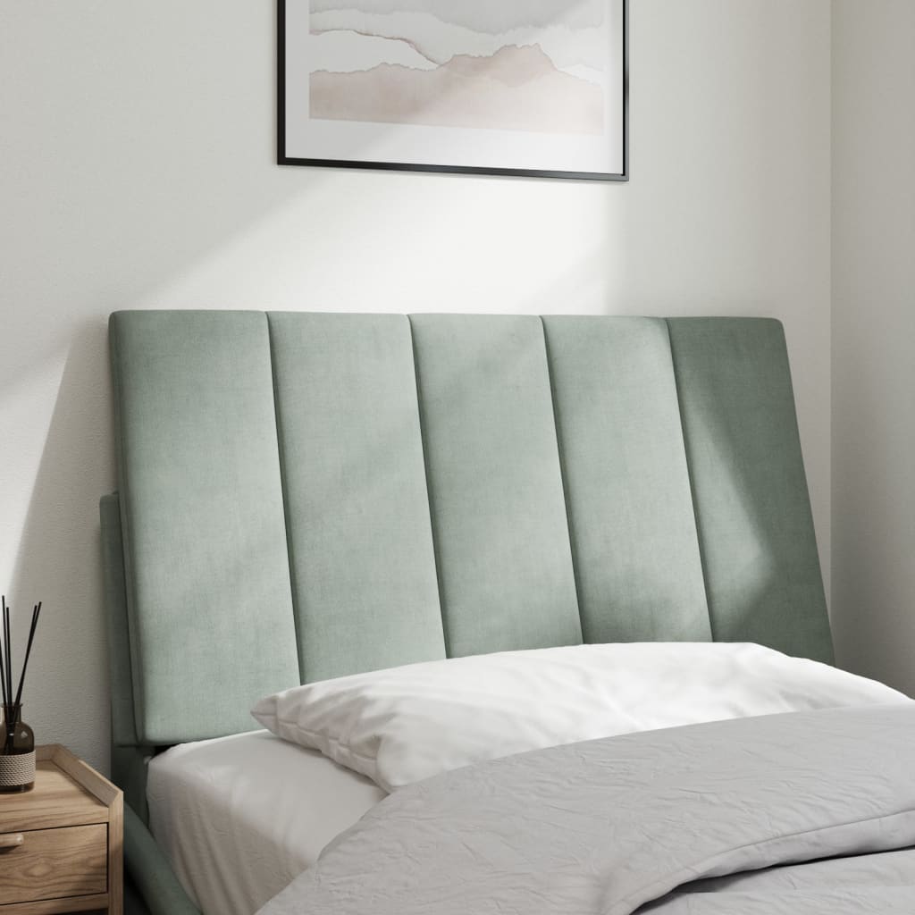 vidaXL Cabecero de cama acolchado terciopelo gris claro 90 cm