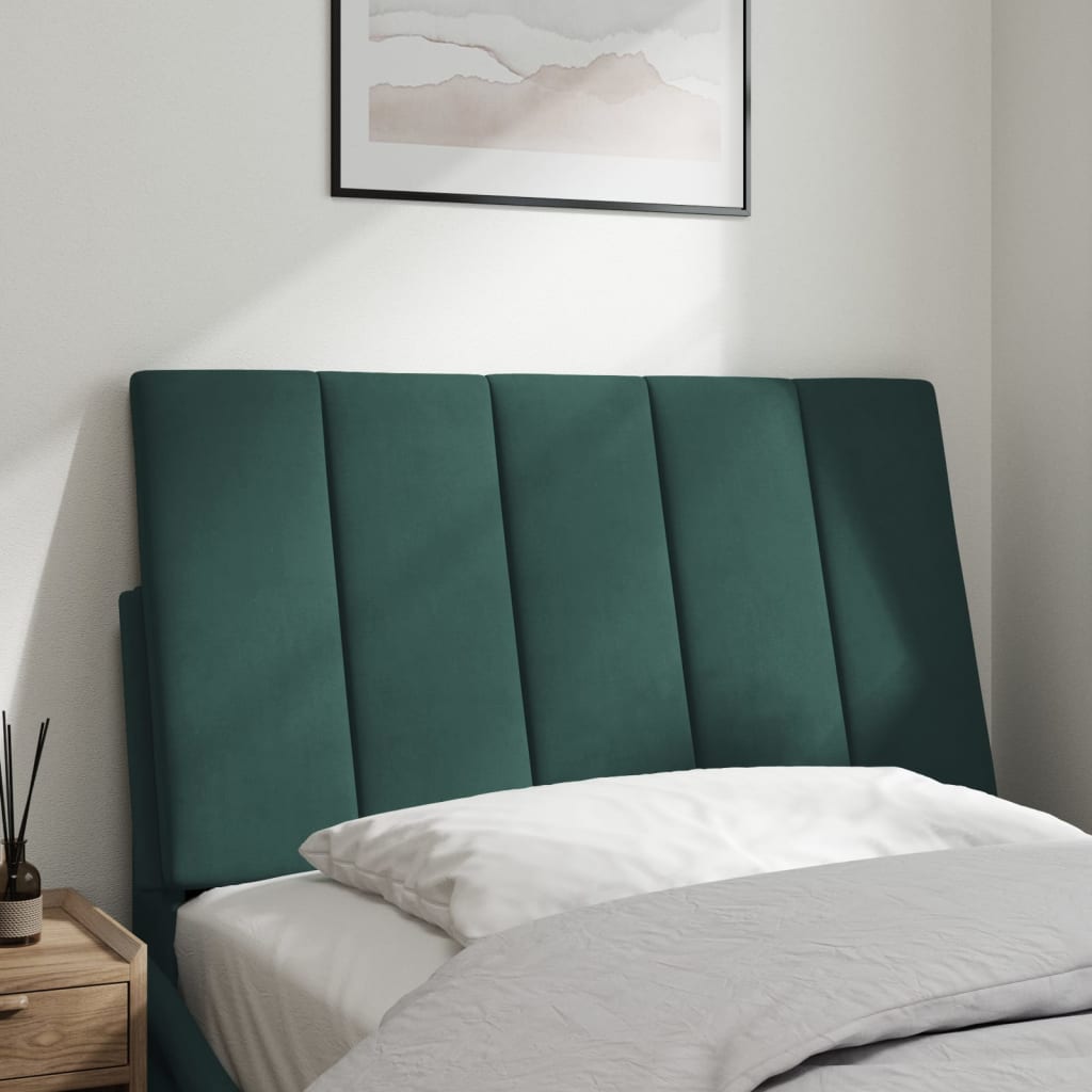 vidaXL Cabecero de cama acolchado terciopelo verde oscuro 90 cm