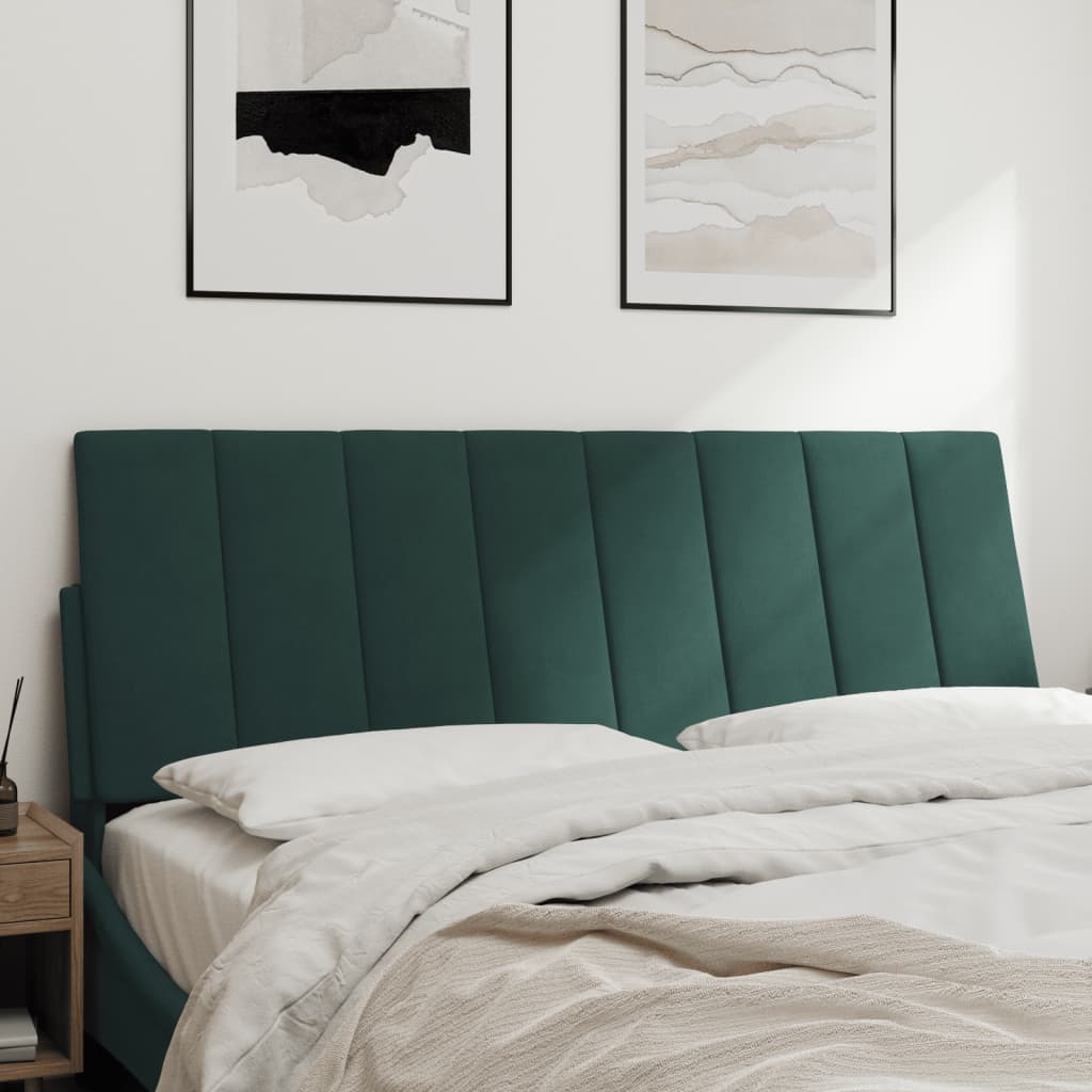 vidaXL Cabecero de cama acolchado terciopelo verde oscuro 140 cm