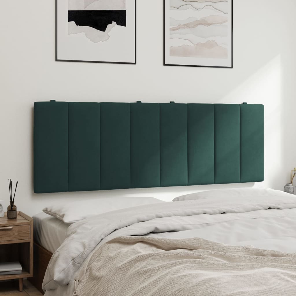 vidaXL Cabecero de cama acolchado terciopelo verde oscuro 140 cm