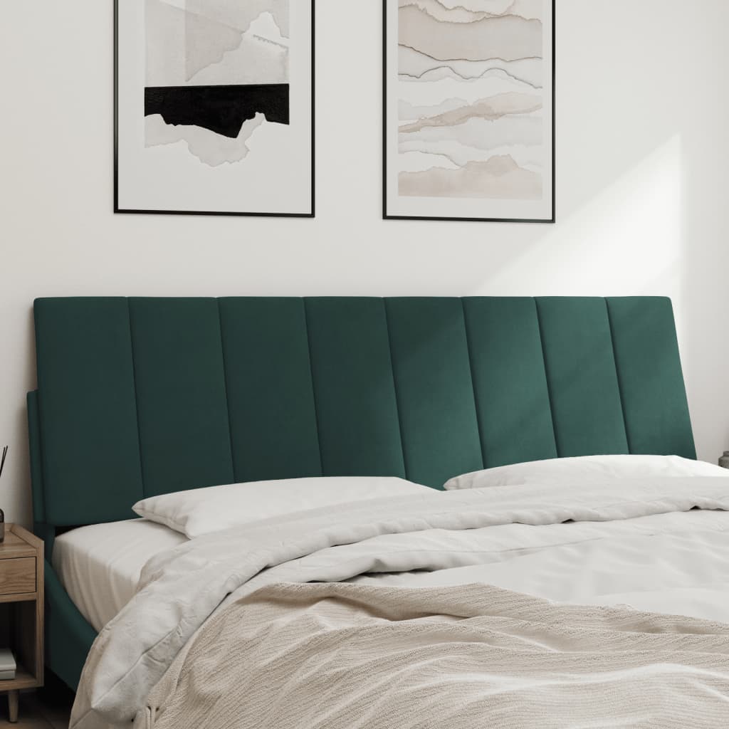 vidaXL Cabecero de cama acolchado terciopelo verde oscuro 160 cm