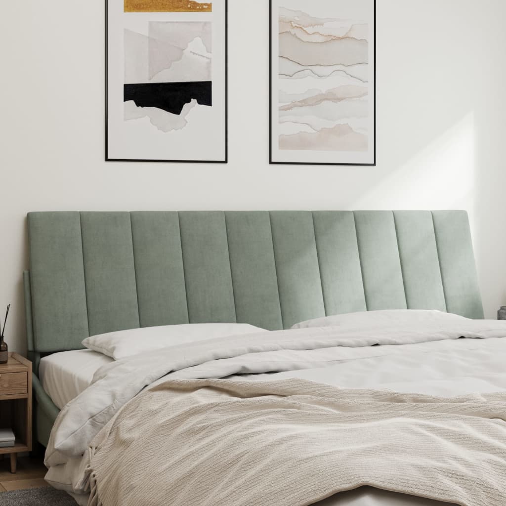 vidaXL Cabecero de cama acolchado terciopelo gris claro 180 cm