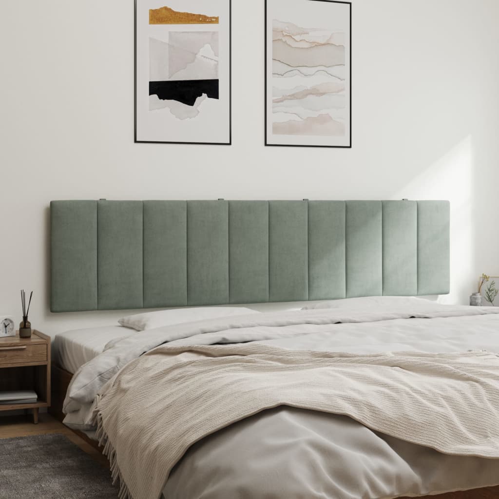 vidaXL Cabecero de cama acolchado terciopelo gris claro 200 cm