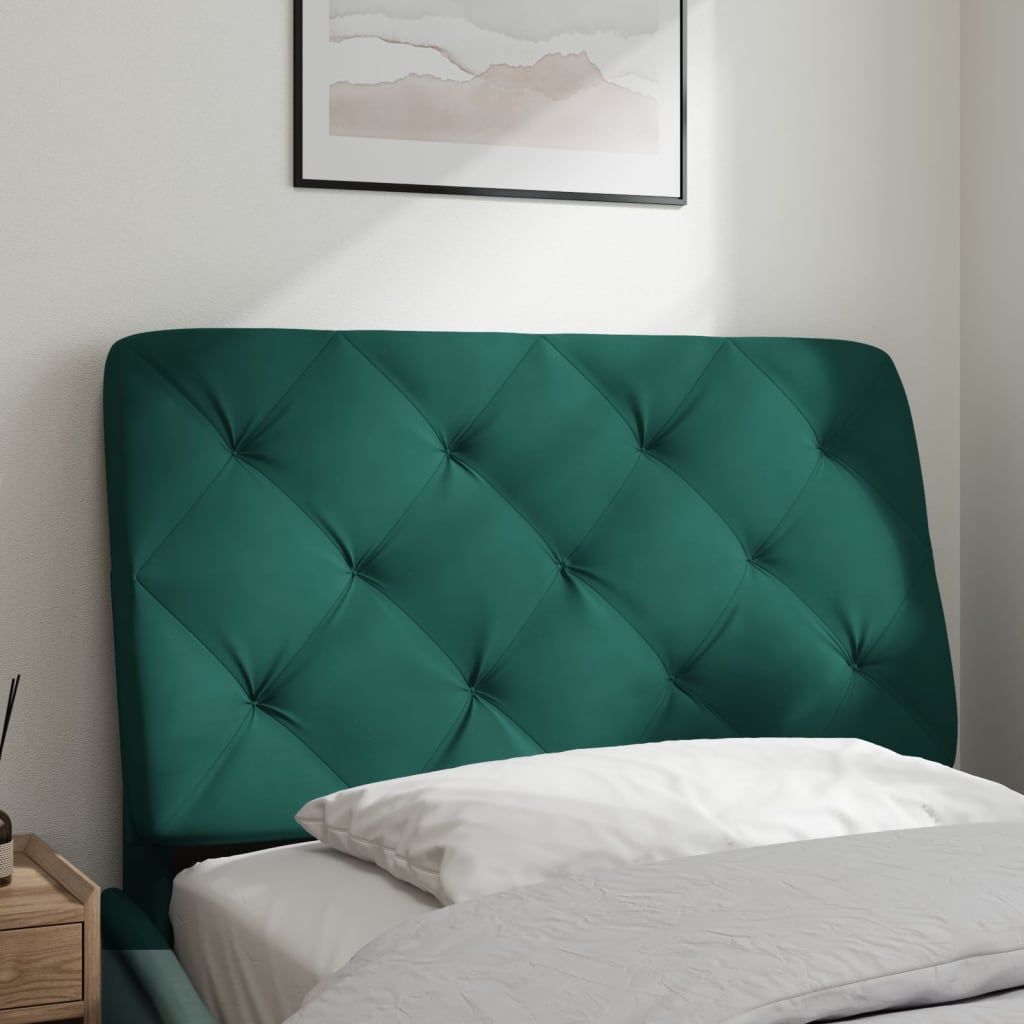 vidaXL Cabecero de cama acolchado terciopelo verde oscuro 90 cm