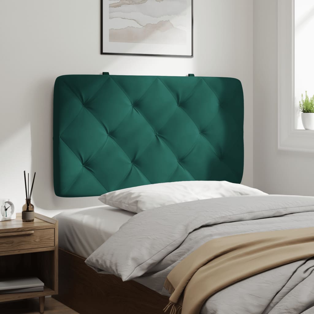 vidaXL Cabecero de cama acolchado terciopelo verde oscuro 90 cm