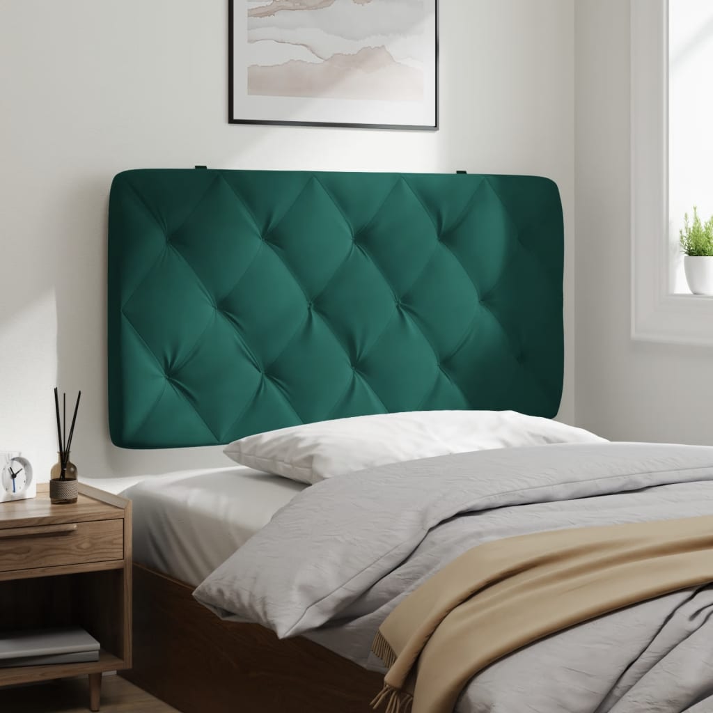 vidaXL Cabecero de cama acolchado terciopelo verde oscuro 100 cm