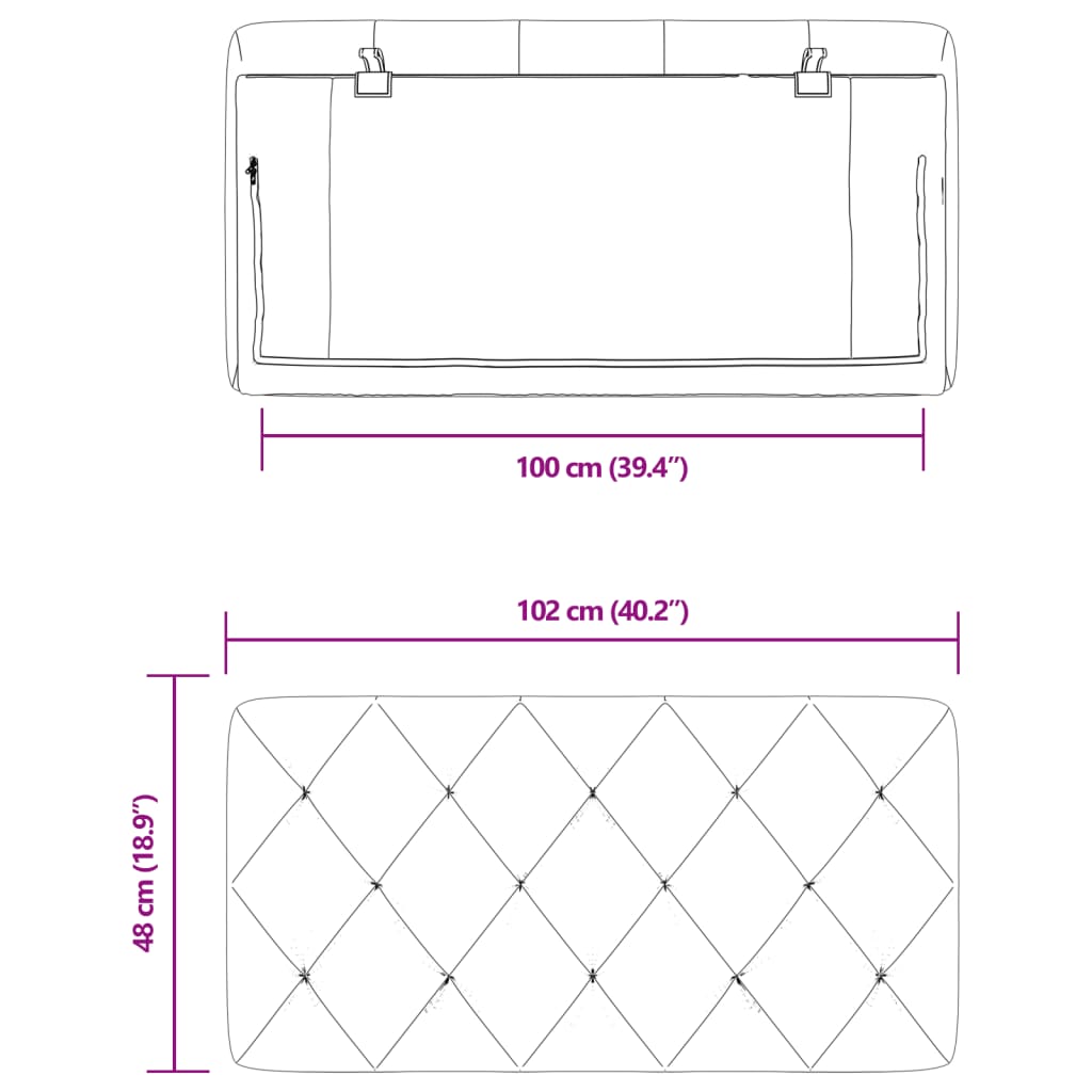 vidaXL Cabecero de cama acolchado terciopelo rosa 100 cm