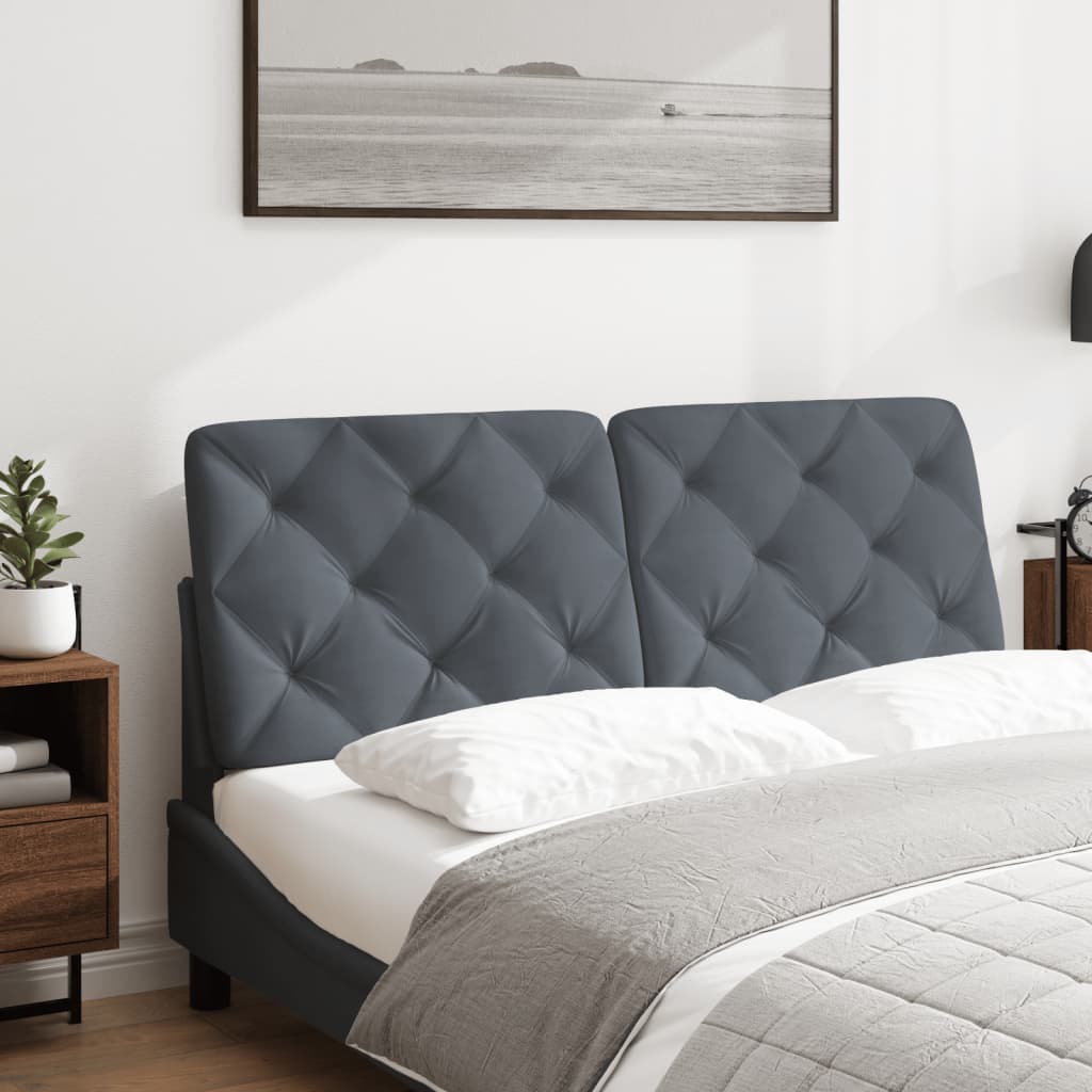 vidaXL Cabecero de cama acolchado terciopelo gris oscuro 140 cm