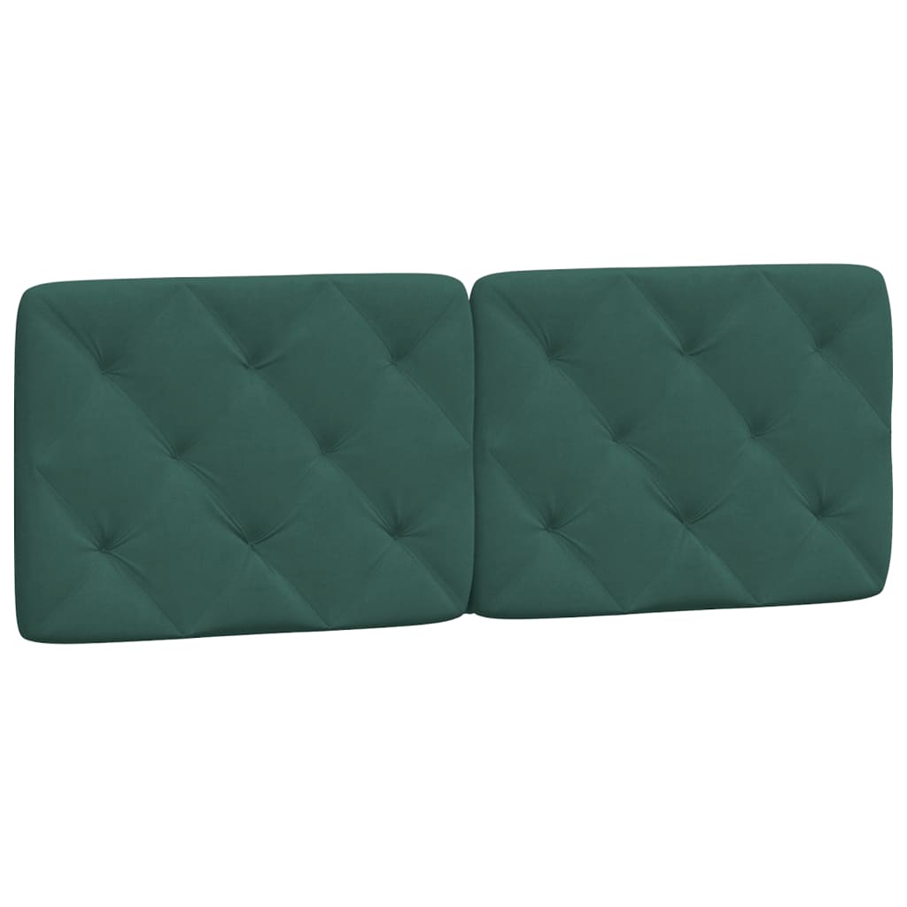 vidaXL Cabecero de cama acolchado terciopelo verde oscuro 140 cm