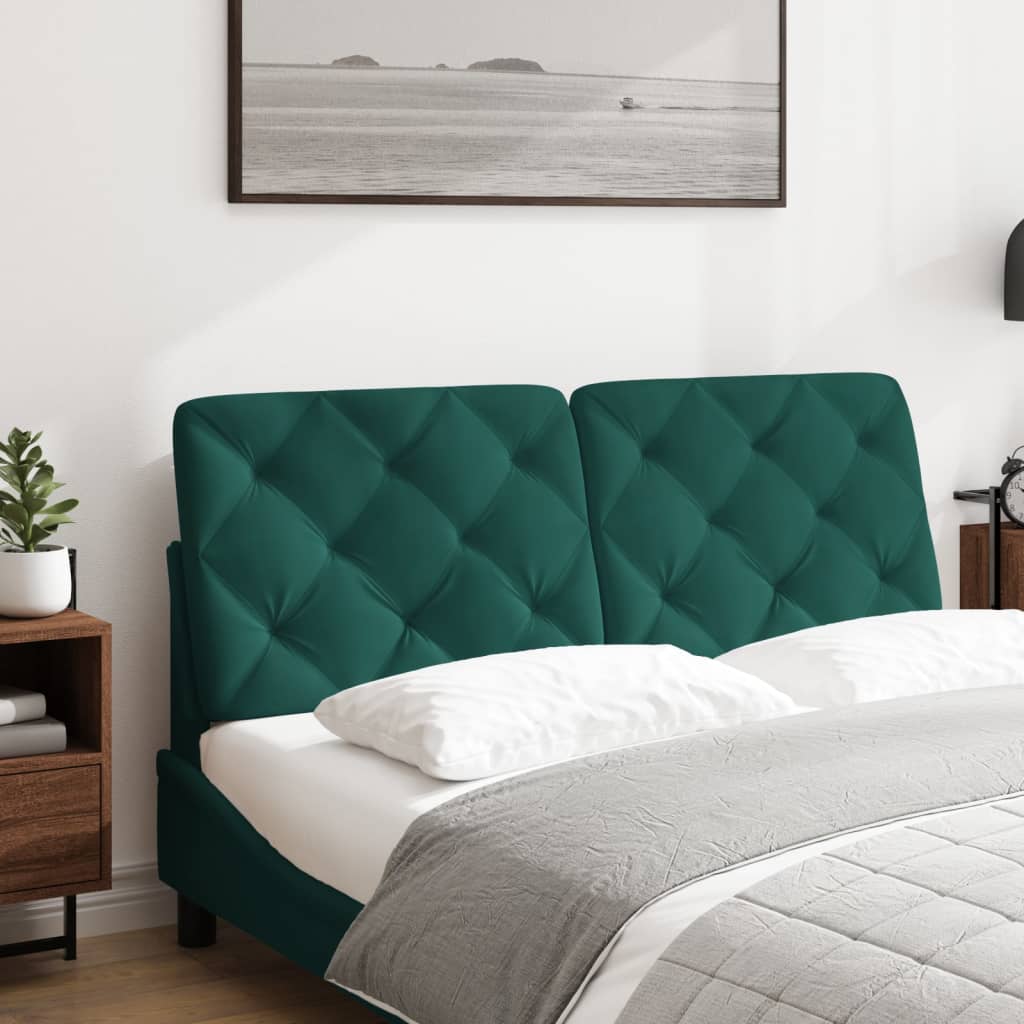 vidaXL Cabecero de cama acolchado terciopelo verde oscuro 140 cm