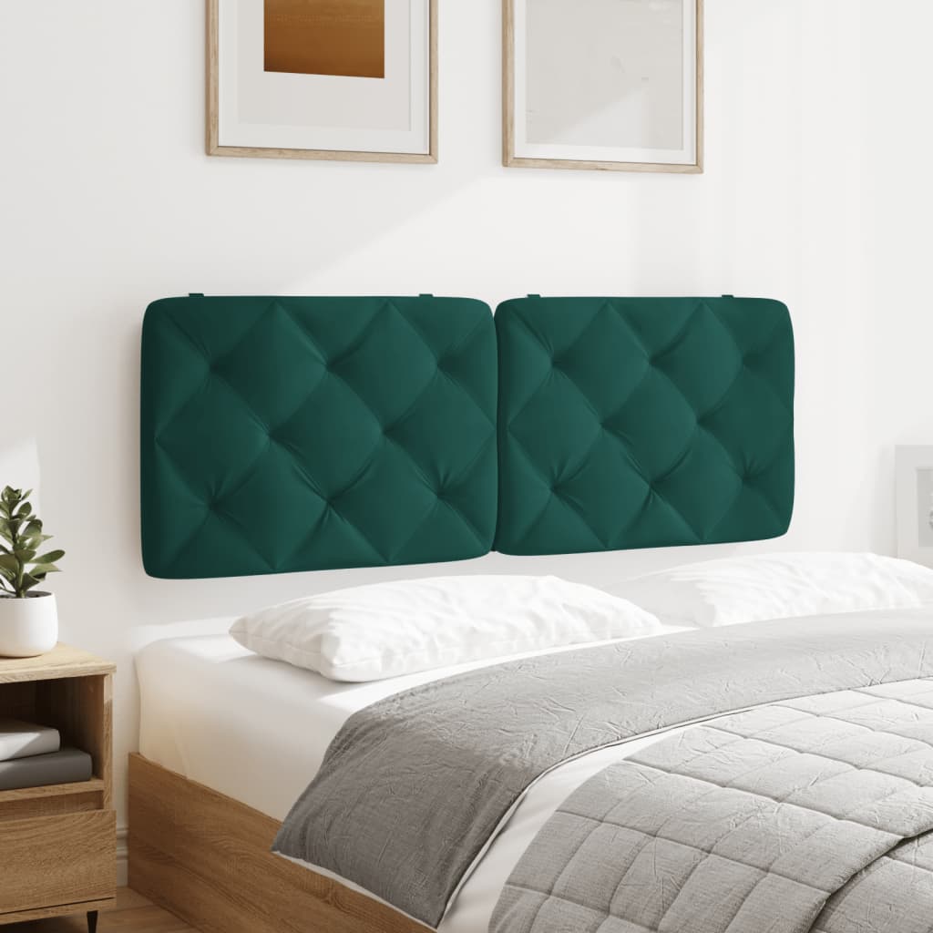 vidaXL Cabecero de cama acolchado terciopelo verde oscuro 140 cm