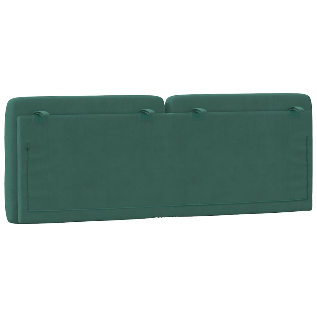 vidaXL Cabecero de cama acolchado terciopelo verde oscuro 140 cm