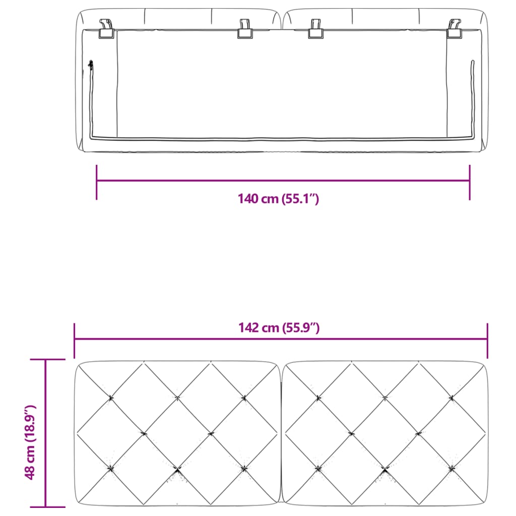 vidaXL Cabecero de cama acolchado terciopelo verde oscuro 140 cm