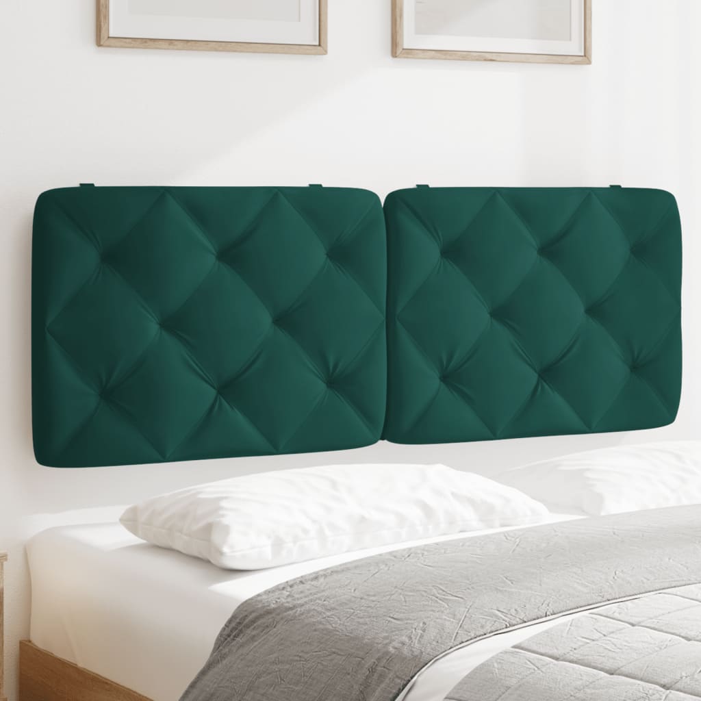 vidaXL Cabecero de cama acolchado terciopelo verde oscuro 140 cm