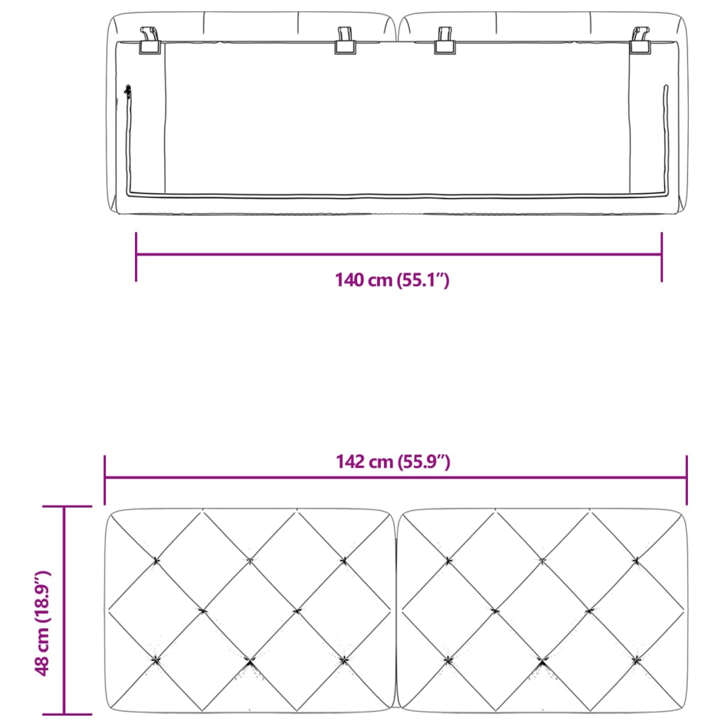 vidaXL Cabecero de cama acolchado terciopelo rosa 140 cm