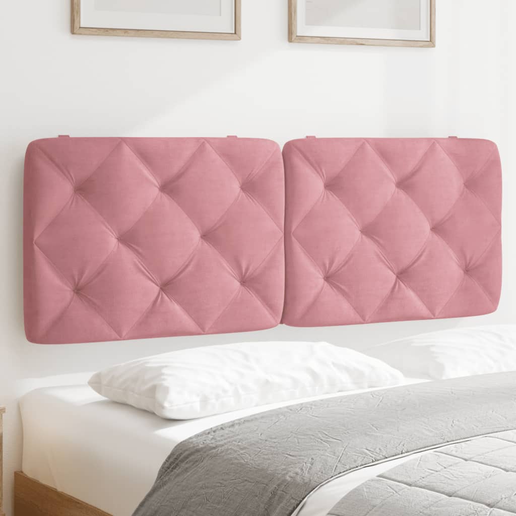 vidaXL Cabecero de cama acolchado terciopelo rosa 140 cm