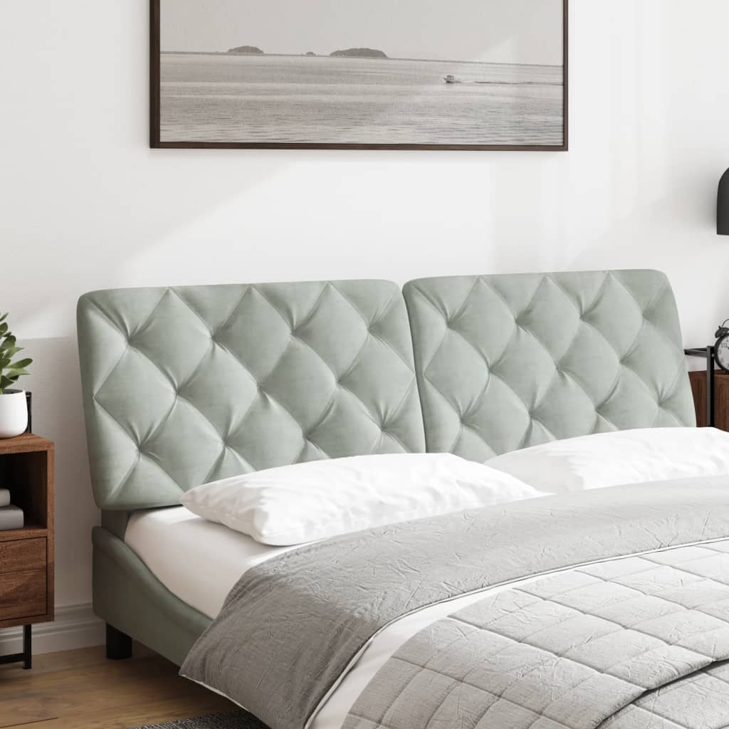 vidaXL Cabecero de cama acolchado terciopelo gris claro 160 cm