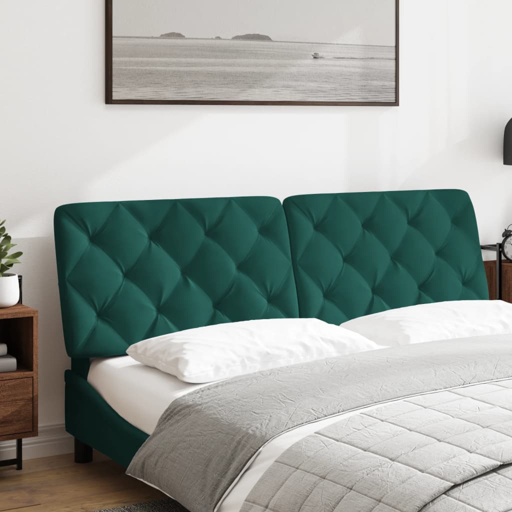 vidaXL Cabecero de cama acolchado terciopelo verde oscuro 160 cm