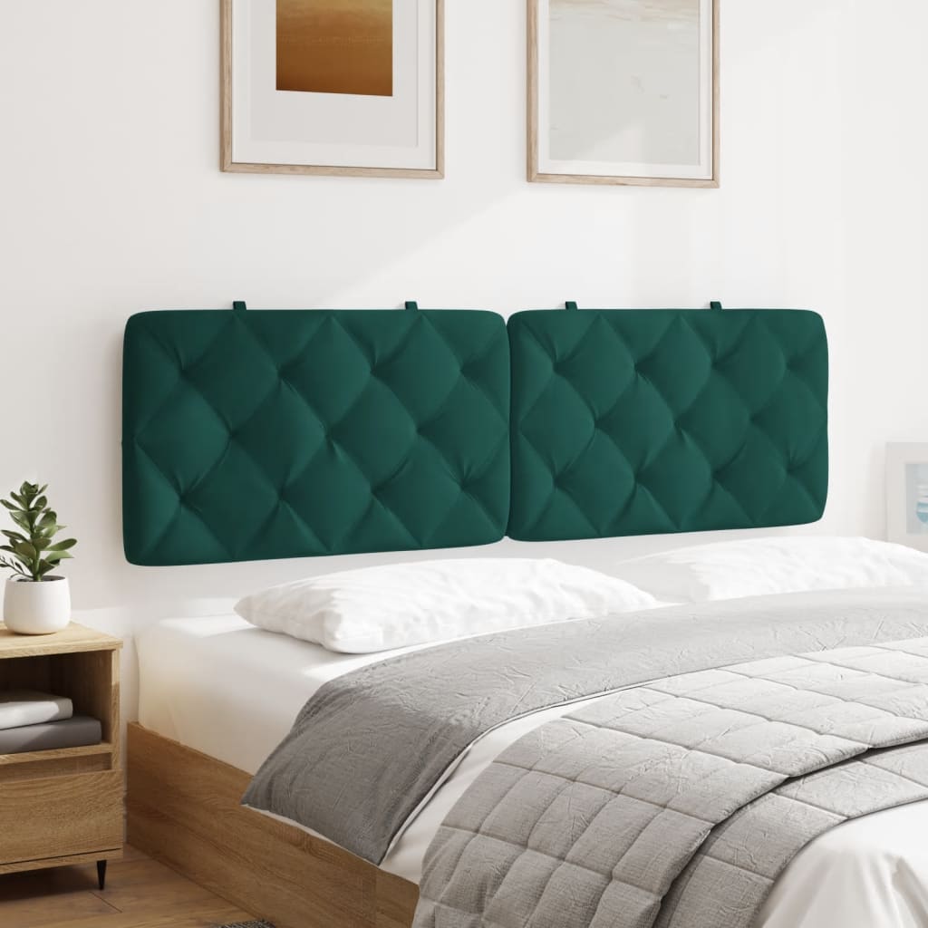 vidaXL Cabecero de cama acolchado terciopelo verde oscuro 160 cm