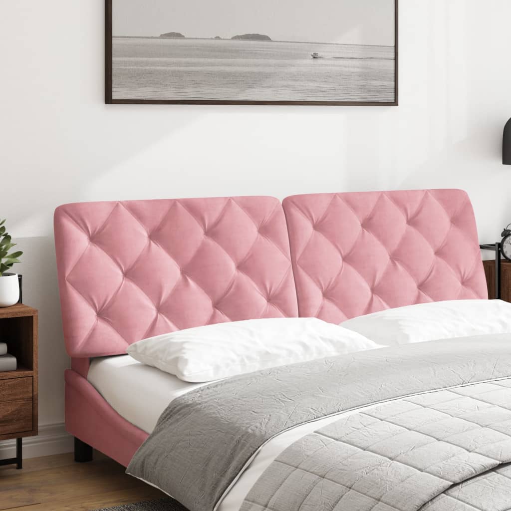 vidaXL Cabecero de cama acolchado terciopelo rosa 160 cm