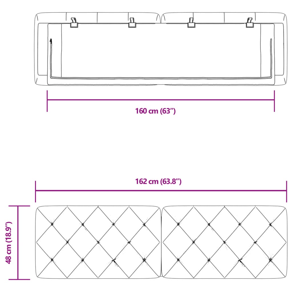 vidaXL Cabecero de cama acolchado terciopelo rosa 160 cm