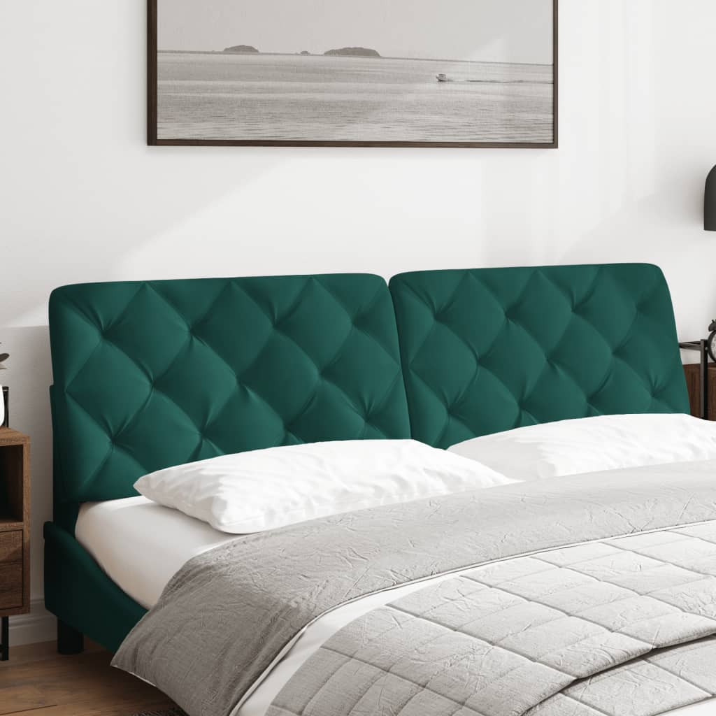 vidaXL Cabecero de cama acolchado terciopelo verde oscuro 180 cm