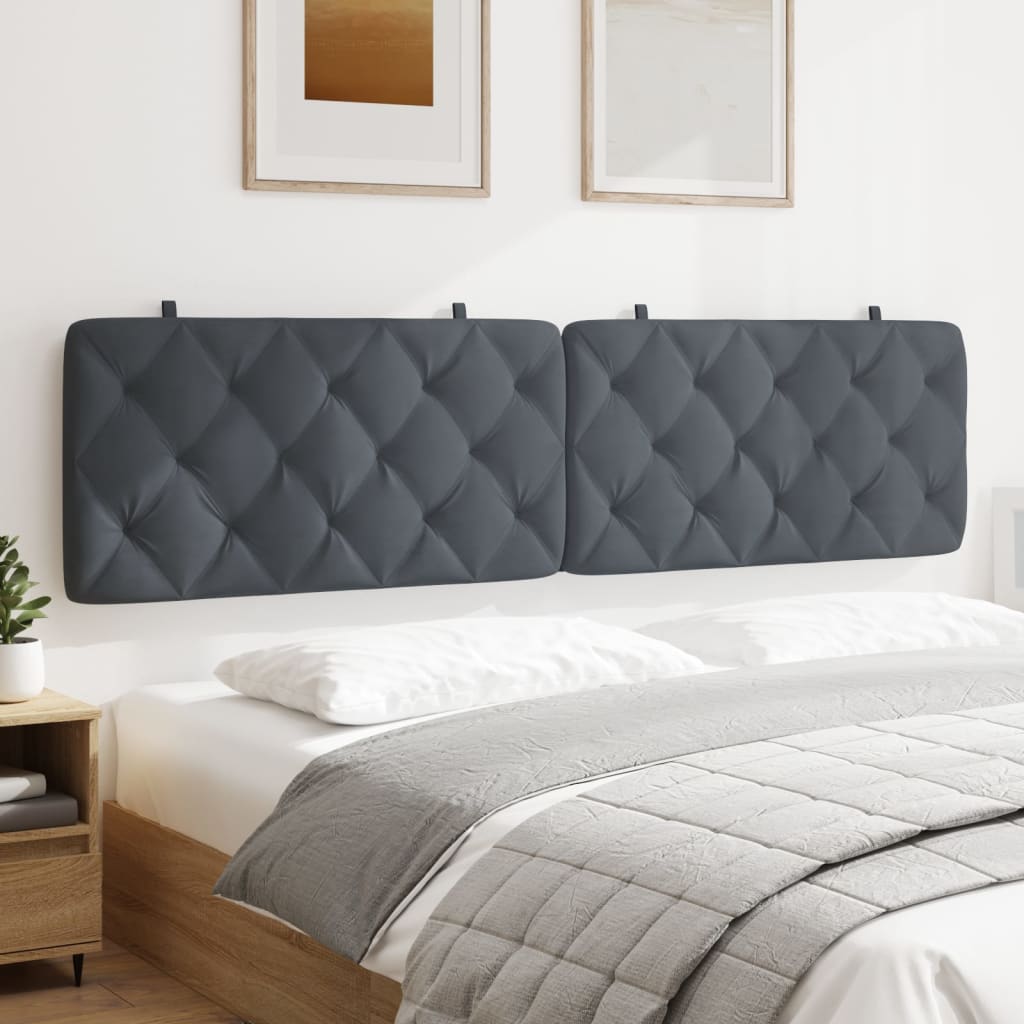 vidaXL Cabecero de cama acolchado terciopelo gris oscuro 200 cm