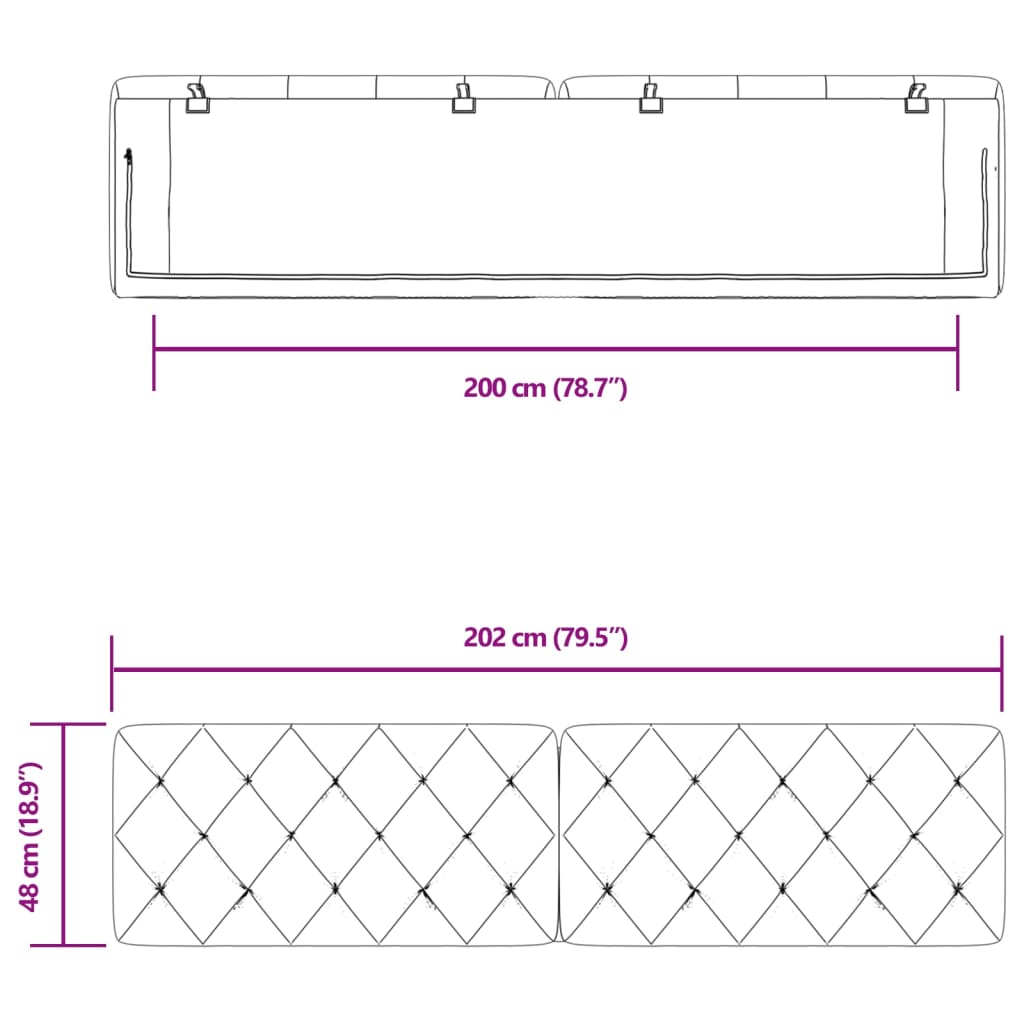 vidaXL Cabecero de cama acolchado terciopelo gris oscuro 200 cm