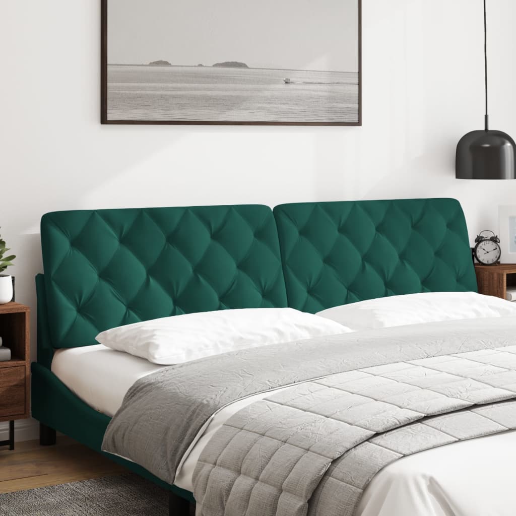 vidaXL Cabecero de cama acolchado terciopelo verde oscuro 200 cm