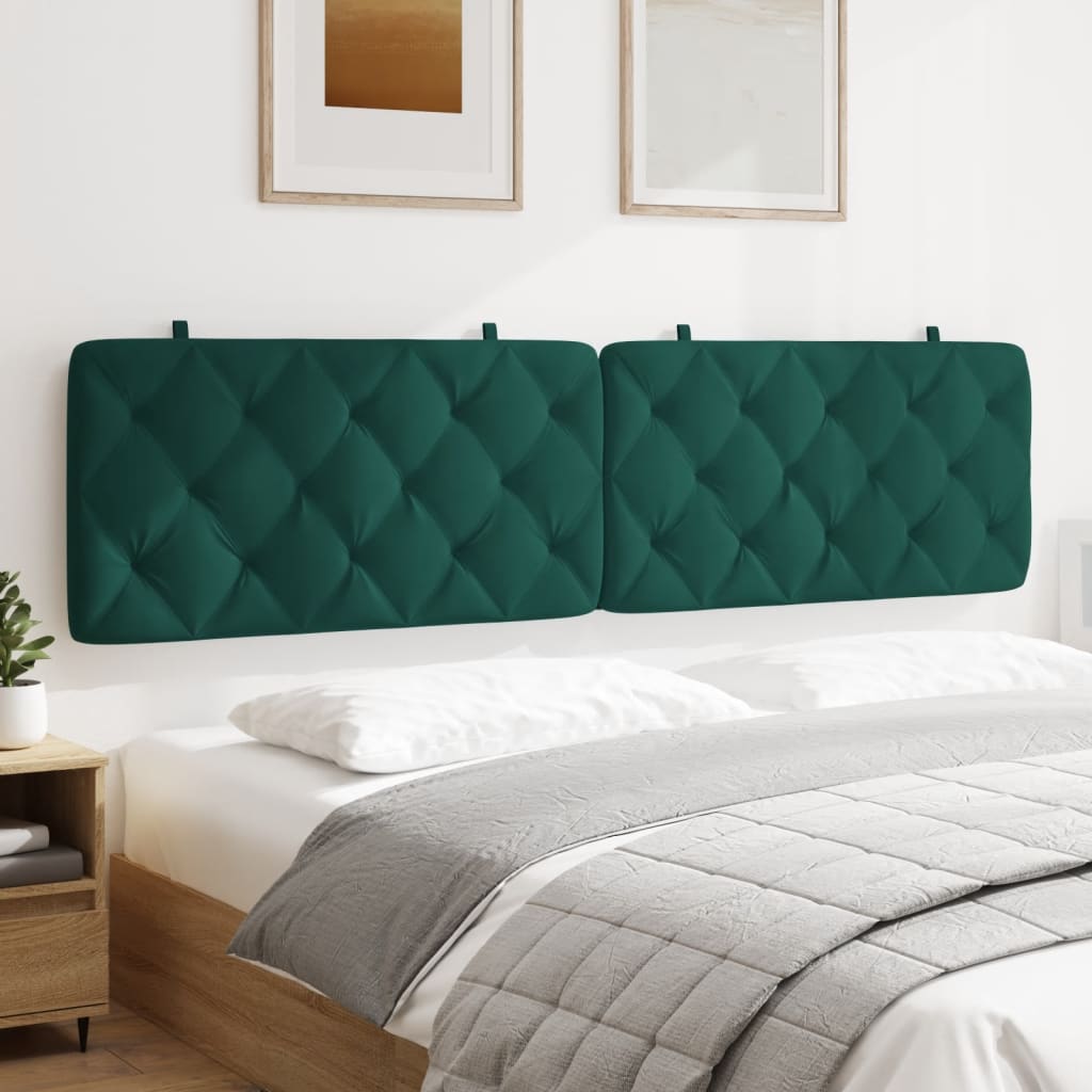 vidaXL Cabecero de cama acolchado terciopelo verde oscuro 200 cm