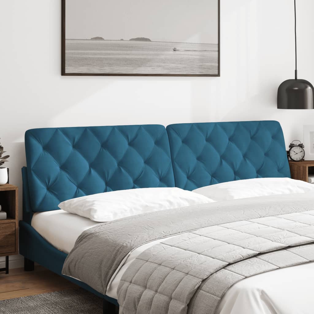 vidaXL Cabecero de cama acolchado terciopelo azul 200 cm